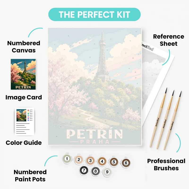 Petřín Tower Blossoms - Paint by Numbers Kit