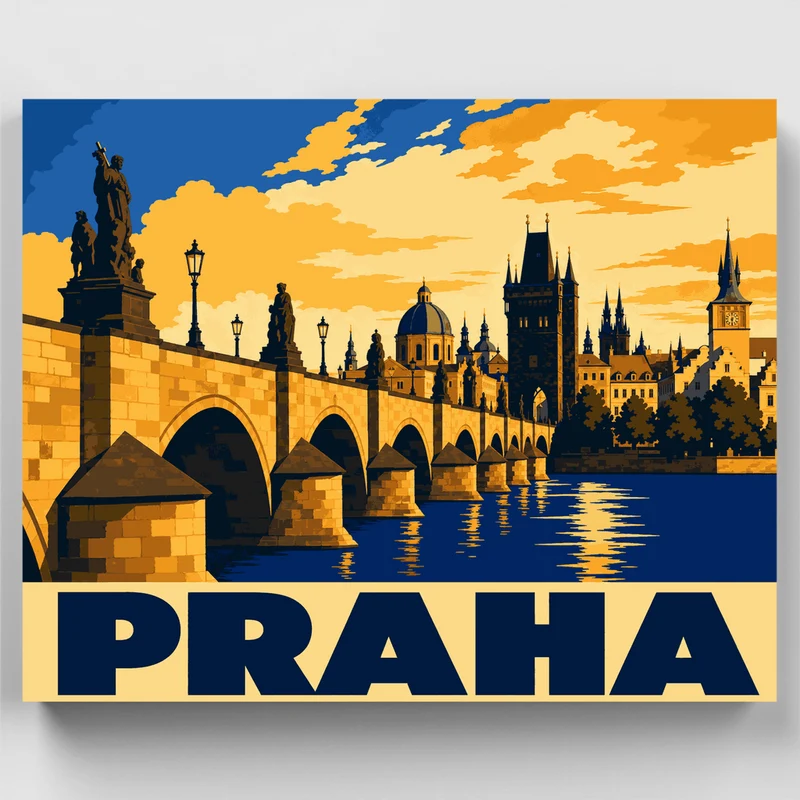 Charles Bridge Golden Hour - Paint by Numbers Kit