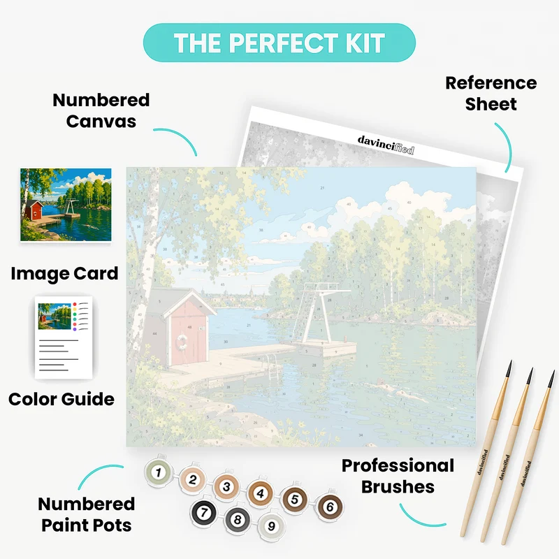 Red Bathing Hut - Paint by Numbers Kit