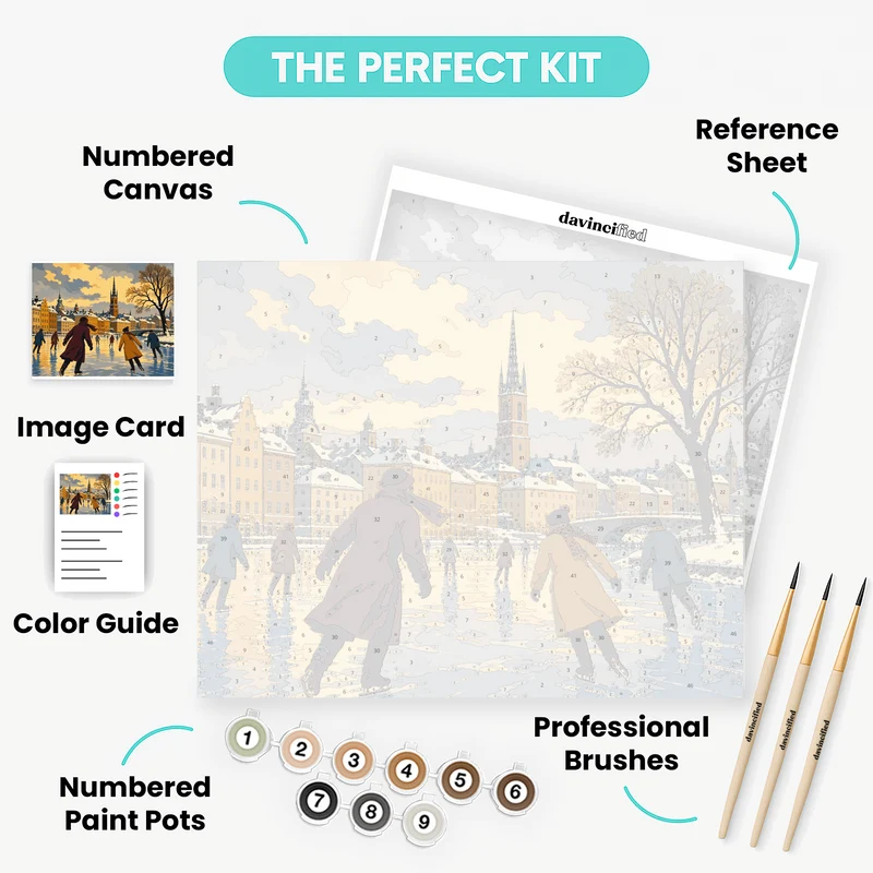 Frozen Canal Skaters - Paint by Numbers Kit