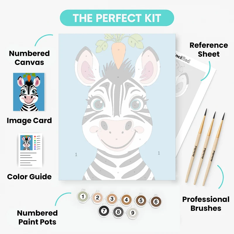 Happy Zebra with Carrot - Paint by Numbers Kit