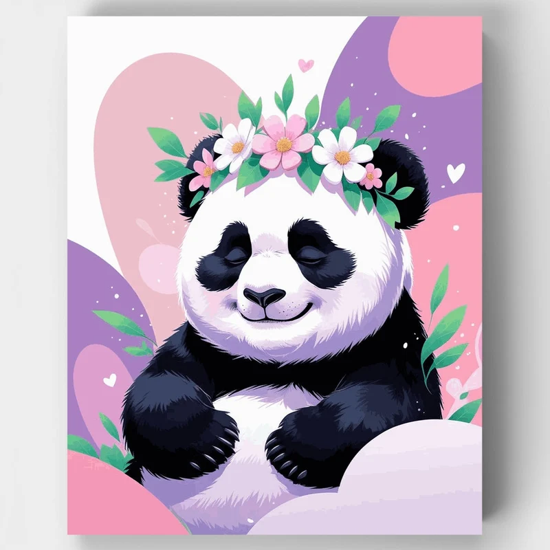 Dreamy Panda with Flower Crown - Paint by Numbers Kit