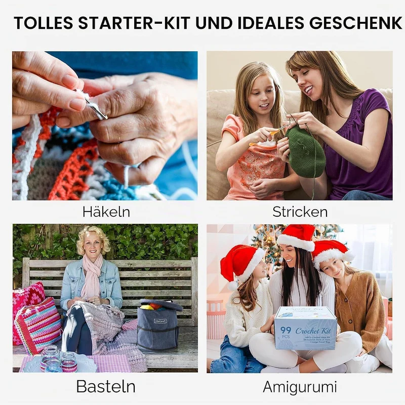 Häkelset für Anfänger mit 24 Farben & Zubehör