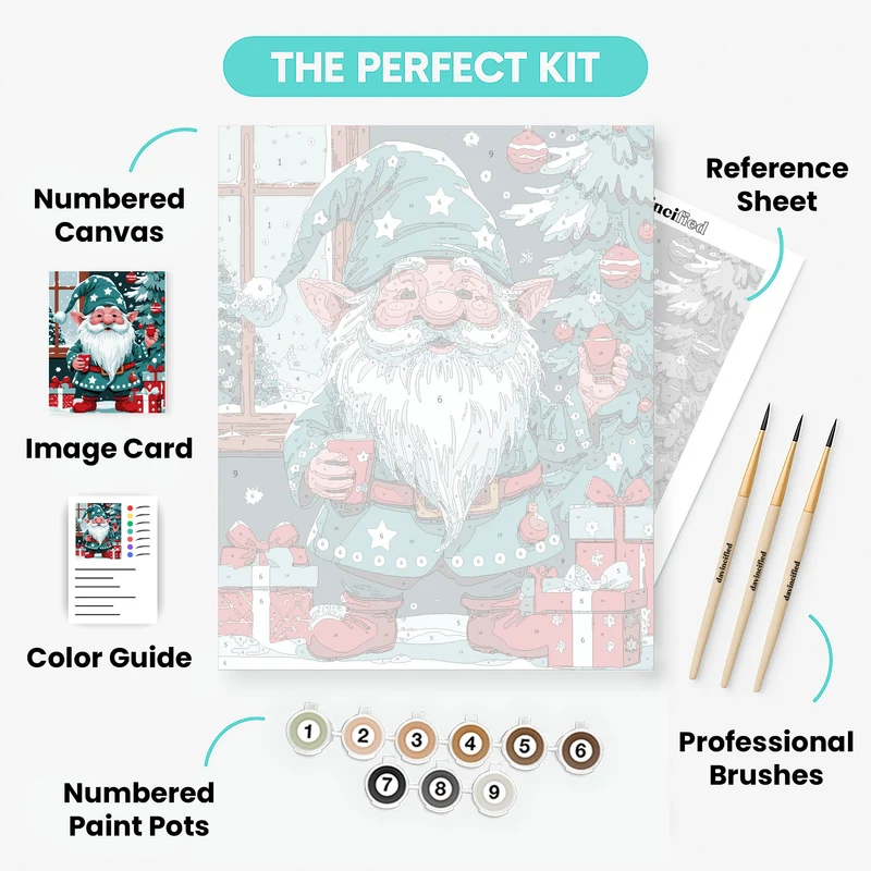 Christmas Gnome with Holiday Cups - Paint by Numbers Kit