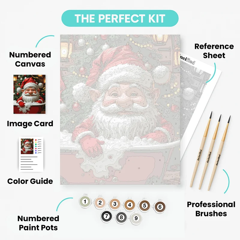 Santa Gnome Bubble Bath Christmas - Paint by Numbers Kit