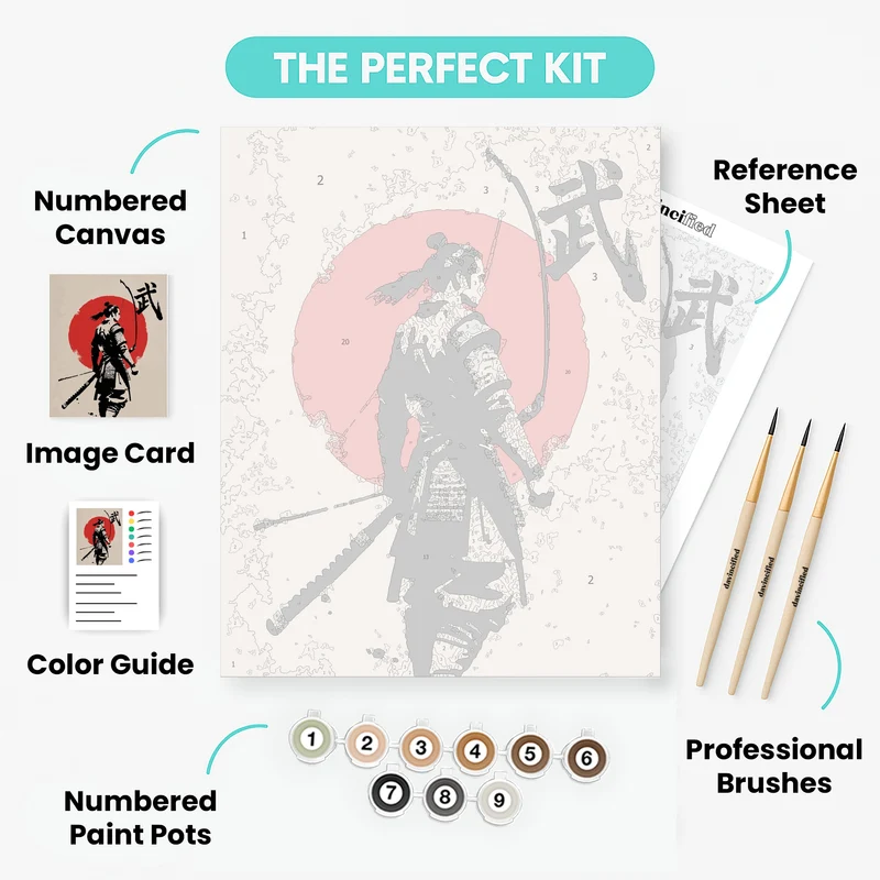 Samurai Archer with Red Sun - Paint by Numbers Kit