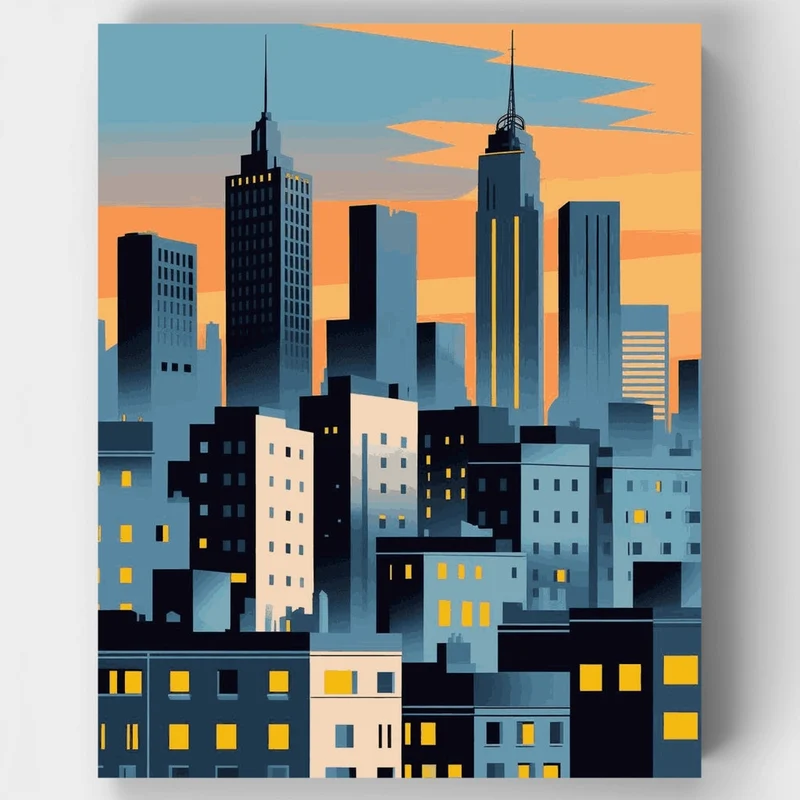Manhattan Skyline at Dusk - Paint by Numbers Kit