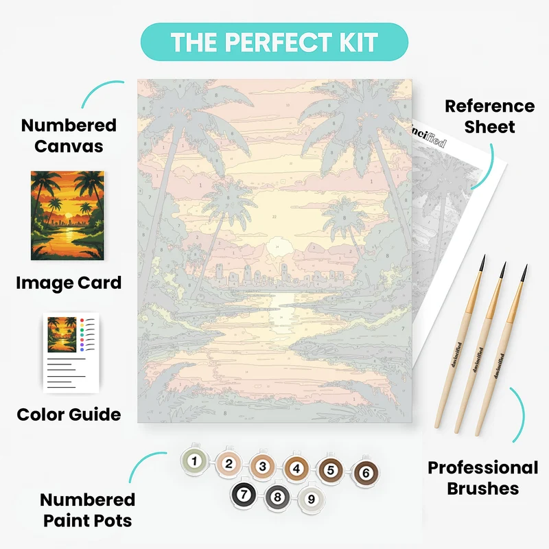 Los Angeles Tropical Sunset - Paint by Numbers Kit