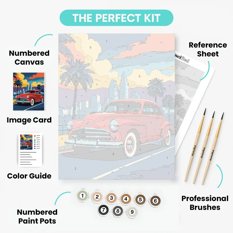 Los Angeles Vintage Classic Car - Paint by Numbers Kit