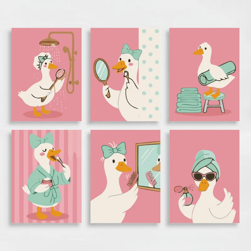 Glam Duck Bathroom Squad - Mini Paint by Numbers Set