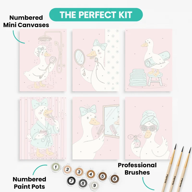 Glam Duck Bathroom Squad - Mini Paint by Numbers Set