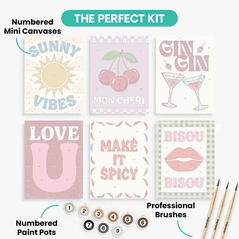 Sunny Vibes and Chic Sayings - Mini Paint by Numbers Set