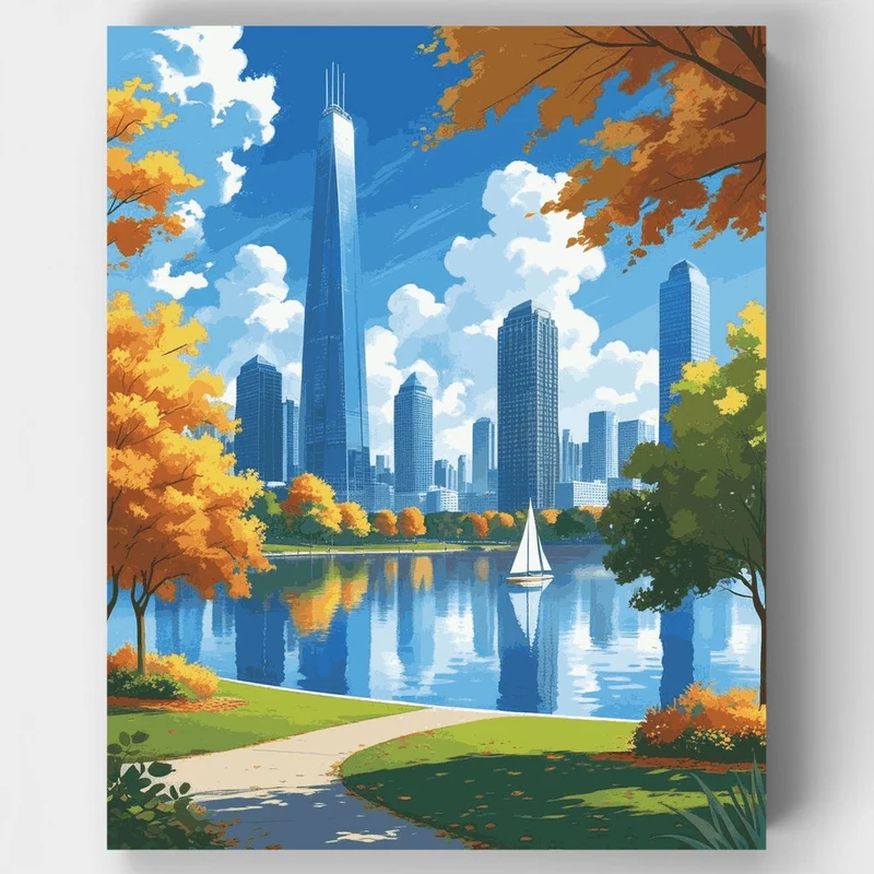 Manhattan Autumn Skyline - Paint by Numbers Kit