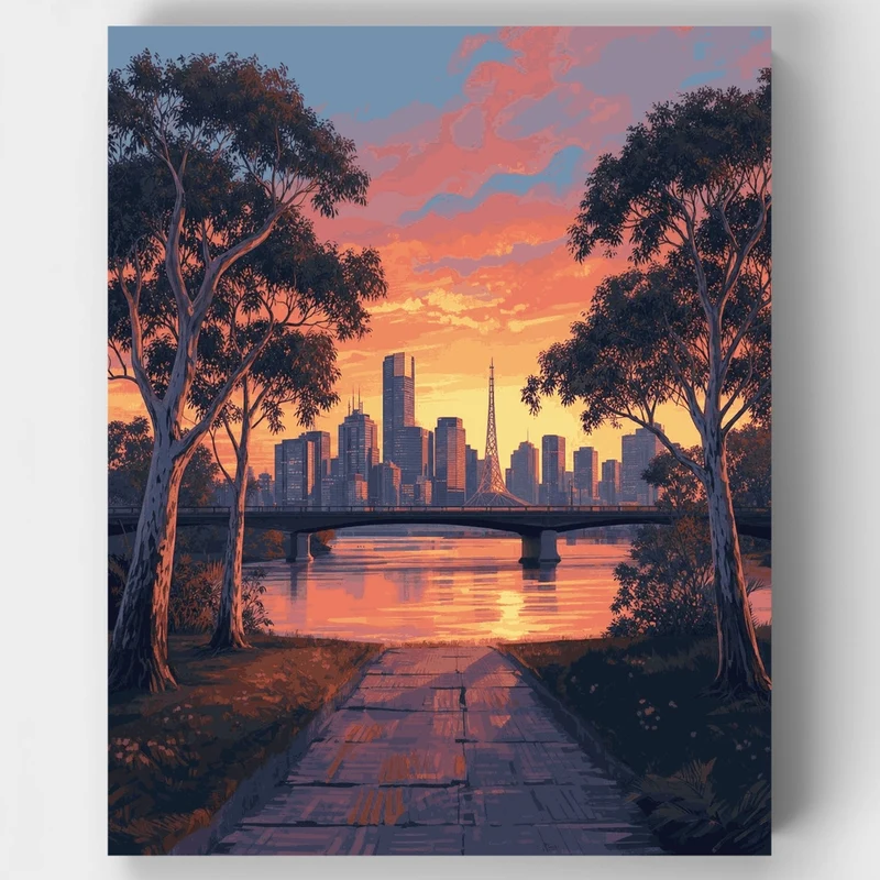 Melbourne Sunset Skyline - Paint by Numbers Kit
