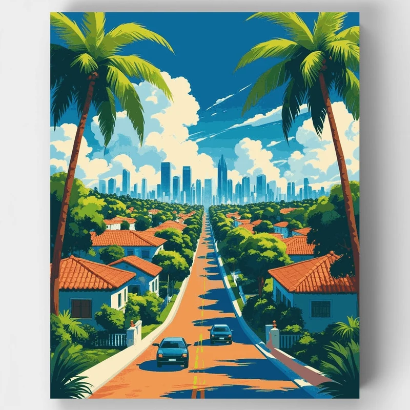 Los Angeles Sunny Boulevard - Paint by Numbers Kit