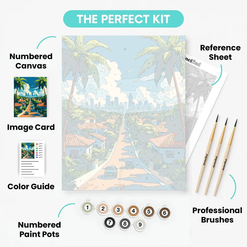 Los Angeles Sunny Boulevard - Paint by Numbers Kit