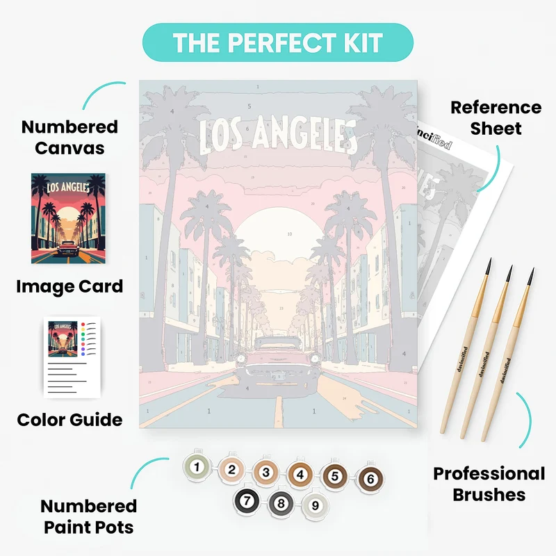 Los Angeles Retro Cruise - Paint by Numbers Kit