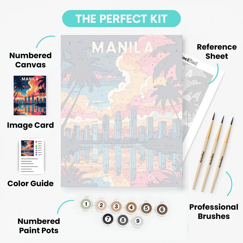 Manila Sunset Skyline - Paint by Numbers Kit