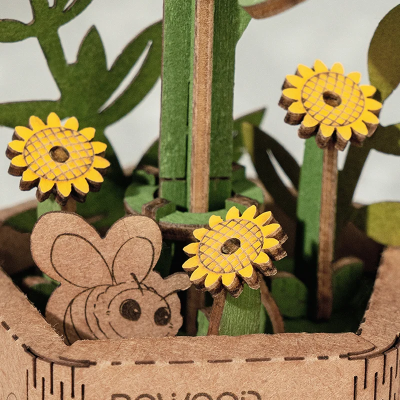 DIY-Blume „Sunflower“ | Detailreiche Holzblume | Rolife