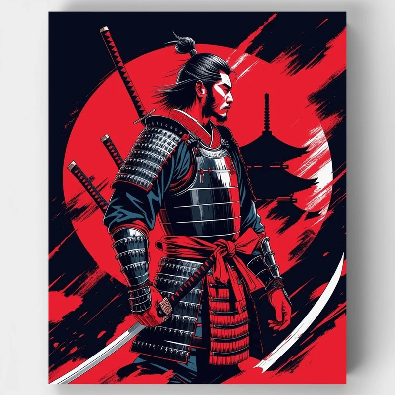 Crimson Samurai Warrior - Paint by Numbers Kit