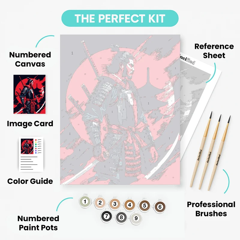 Crimson Samurai Warrior - Paint by Numbers Kit