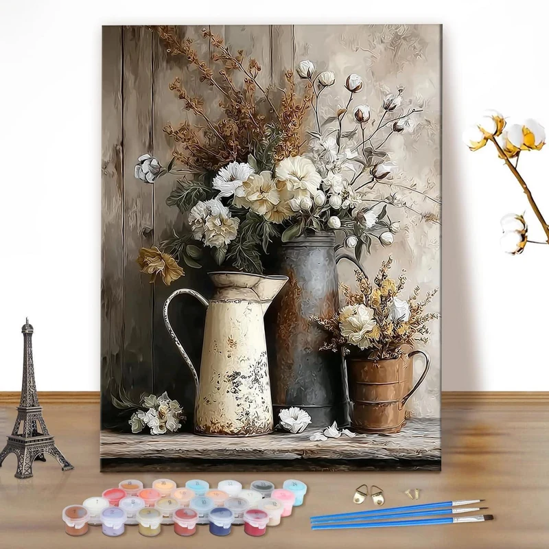 Malen nach Zahlen Blumen – DIY Ölgemälde Set 40x50cm