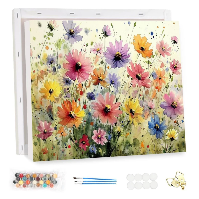 Malen nach Zahlen Erwachsene Blume mit Rahmen 40x30cm