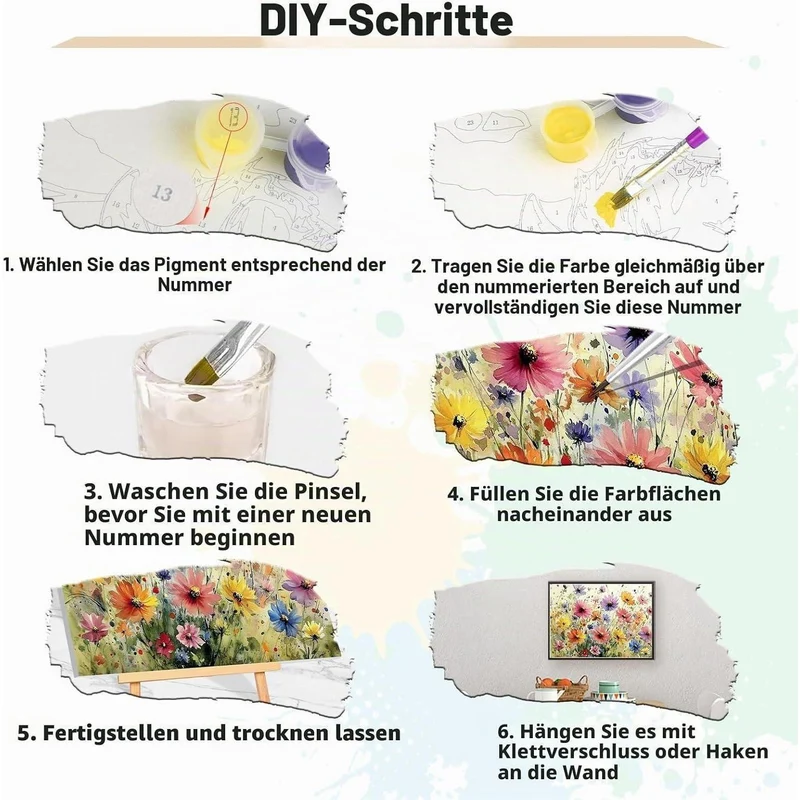 Malen nach Zahlen Erwachsene Blume mit Rahmen 40x30cm