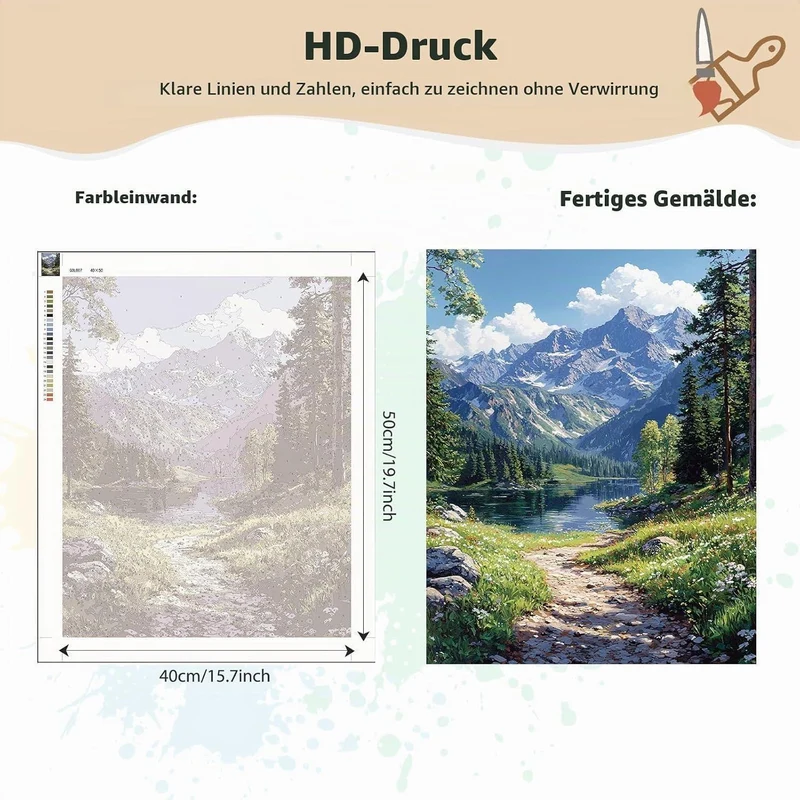 Malen nach Zahlen Erwachsene Berge Landschaft DIY Set 40x50cm
