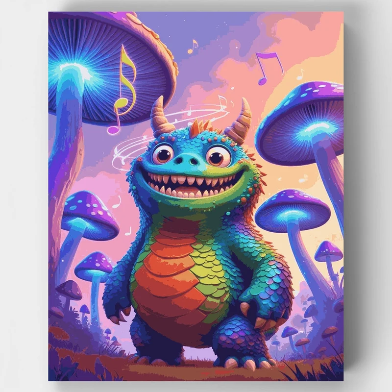 Singing Monster in Mushroom Forest - Paint by Numbers Kit