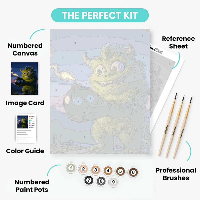 Mischievous Green Monster with Bomb - Paint by Numbers Kit