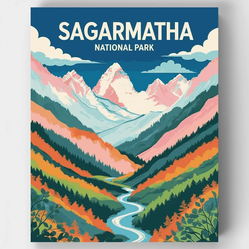 Sagarmatha National Park River Valley - Paint by Numbers Kit