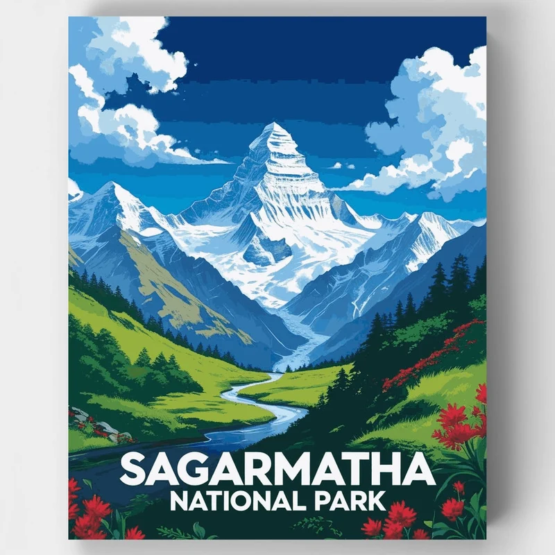 Sagarmatha National Park Valley Vista - Paint by Numbers Kit
