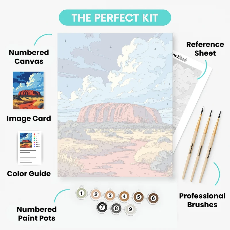 Uluru at Sunset in Kata Tjuta National Park - Paint by Numbers Kit