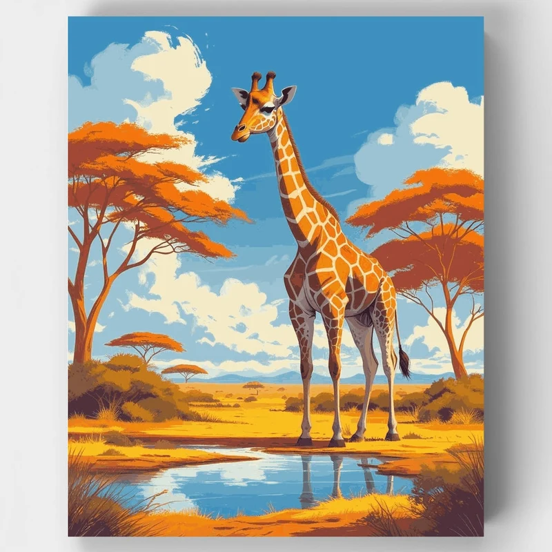 Giraffe at Masai Mara National Reserve - Paint by Numbers Kit