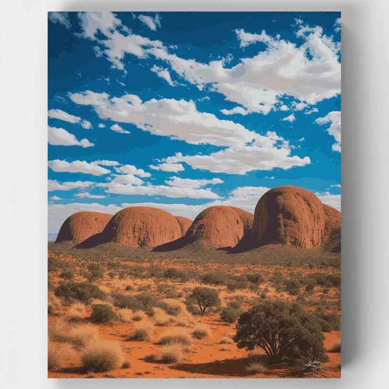 Uluru-Kata Tjuta Desert Domes Under Blue Sky - Paint by Numbers Kit