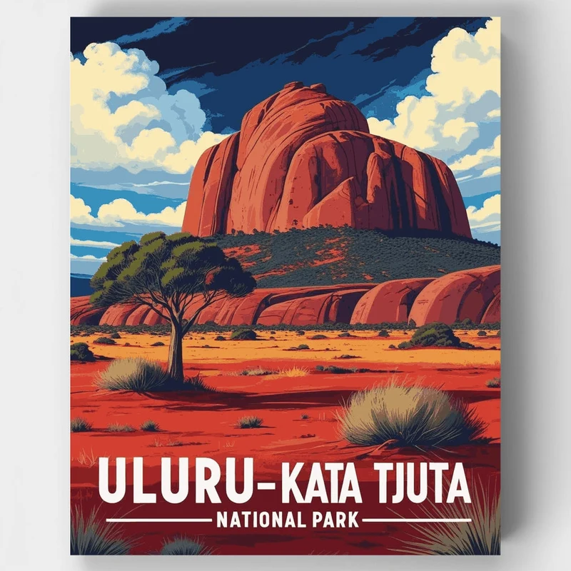 Uluru-Kata Tjuta Stormy Sky Desert Scene - Paint by Numbers Kit