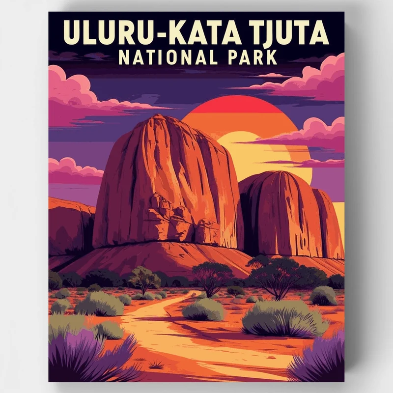 Uluru-Kata Tjuta Sunset Rock Formation - Paint by Numbers Kit