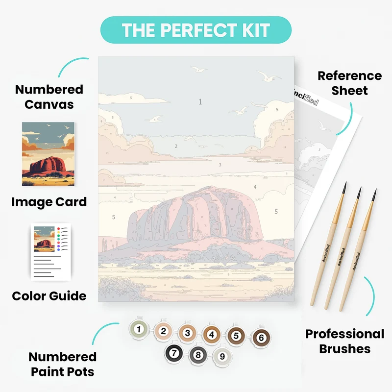 Uluru-Kata Tjuta Sacred Rock Under Soaring Birds - Paint by Numbers Kit