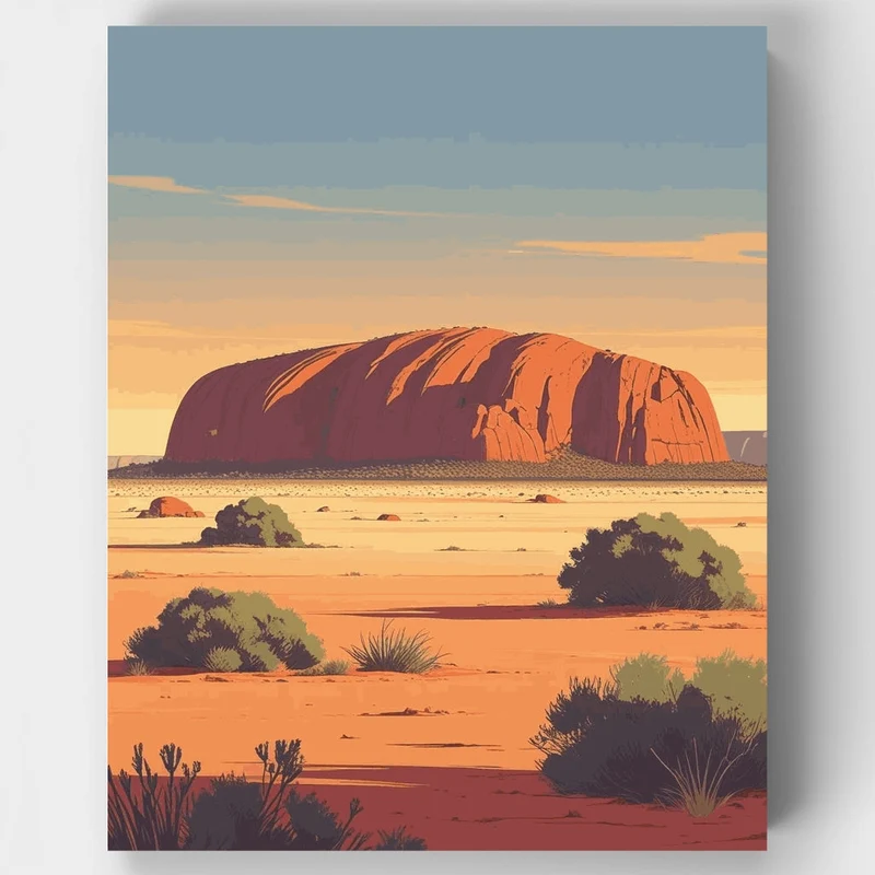 Uluru Ancient Red Rock at Dusk - Paint by Numbers Kit