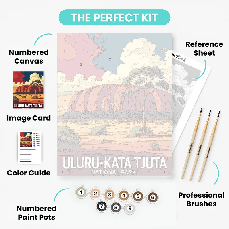 Uluru-Kata Tjuta Outback Desert Panorama - Paint by Numbers Kit