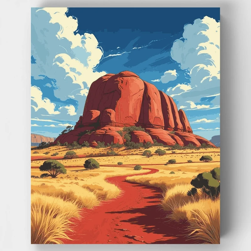 Uluru Sacred Red Rock Desert Trail - Paint by Numbers Kit