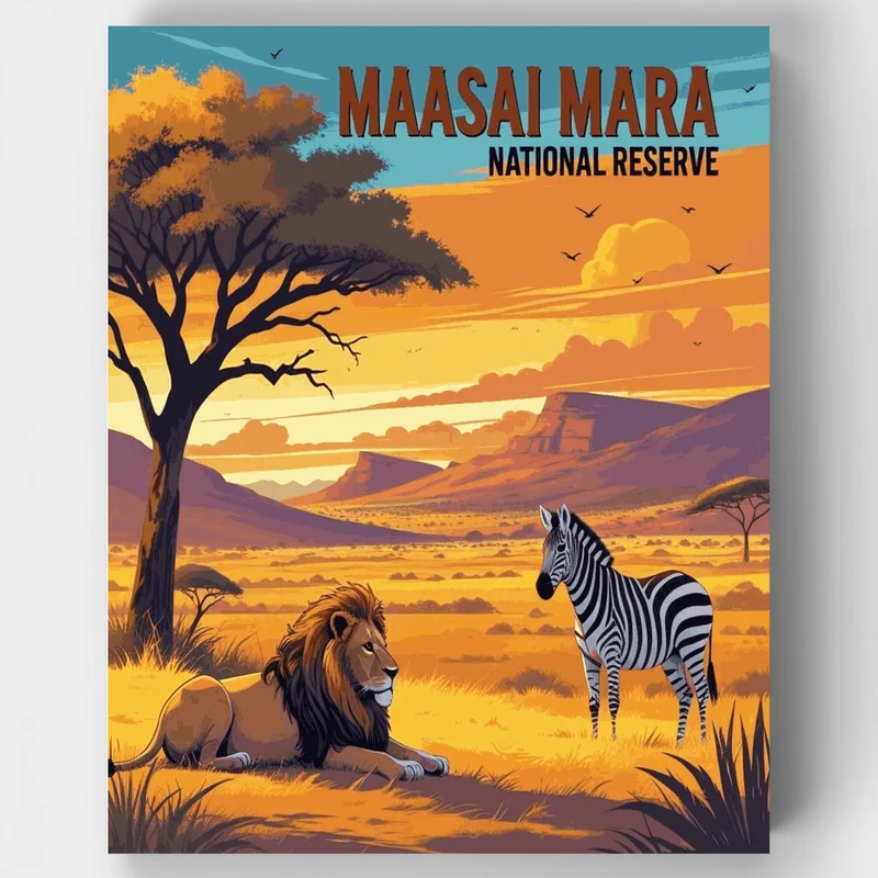 Maasai Mara Safari Sunset - Paint by Numbers Kit