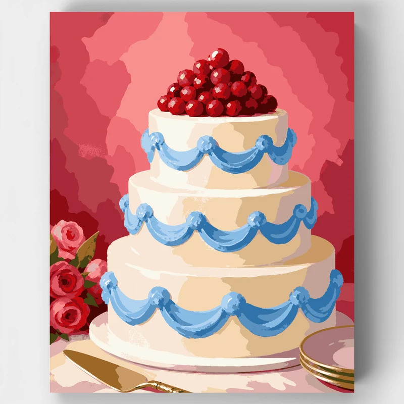 Berry-Topped Anniversary Cake - Paint by Numbers Kit