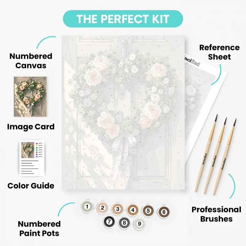 Heart Wreath of Roses - Paint by Numbers Kit