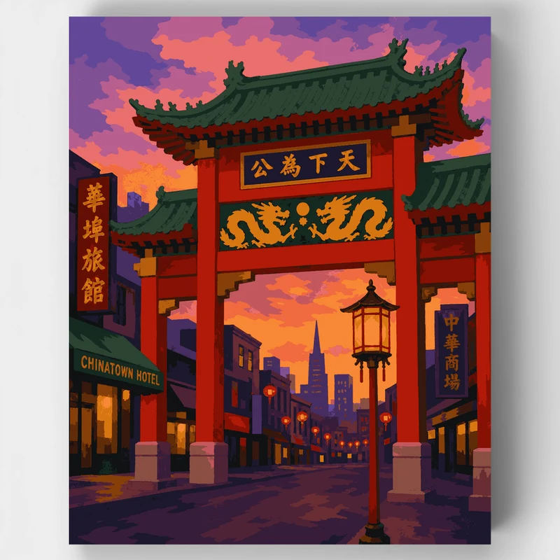 Twilight Paifang Gate - Paint by Numbers Kit