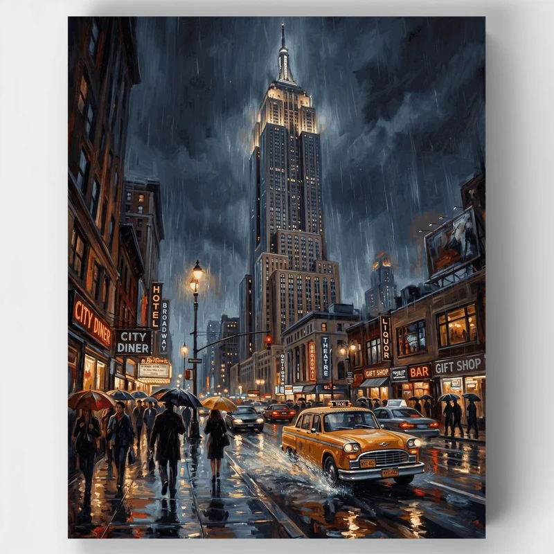 "Rainy Night in New York" Paint by Numbers Kit