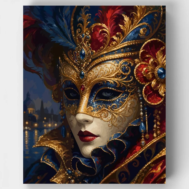 Golden Venetian Masquerade Mask - Paint by Numbers Kit