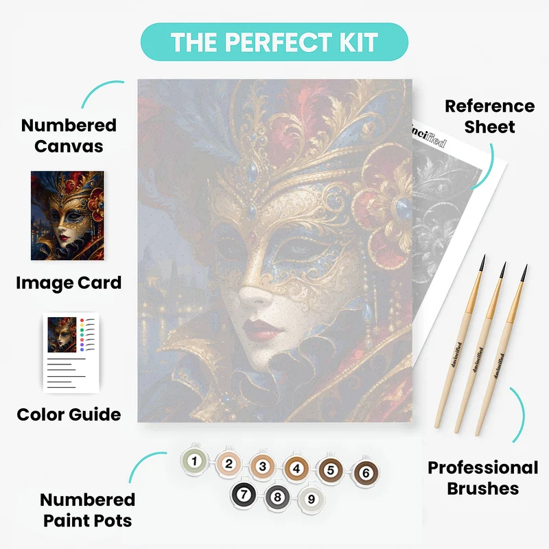 Golden Venetian Masquerade Mask - Paint by Numbers Kit