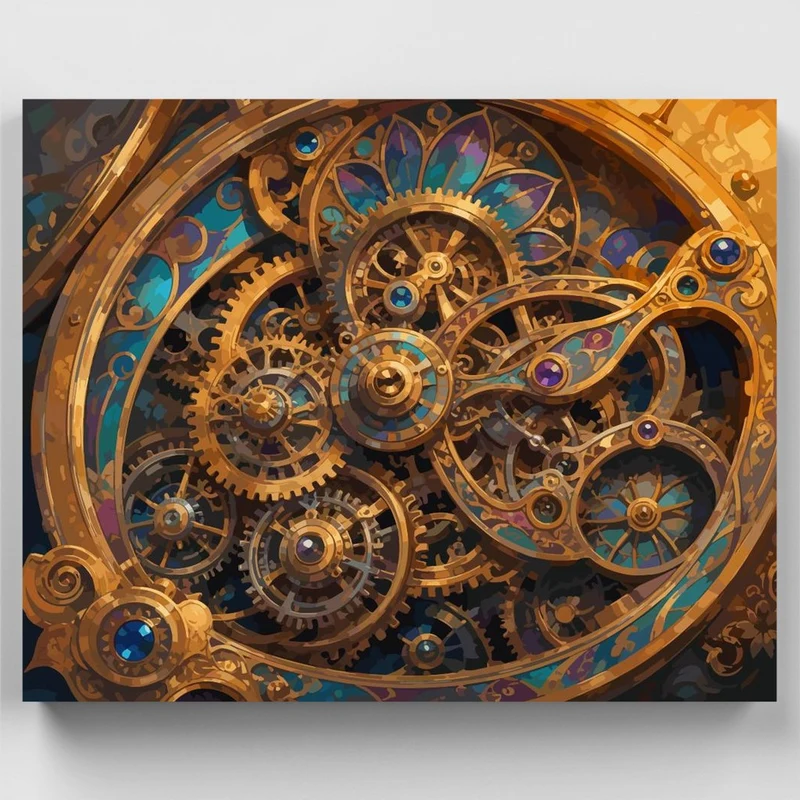 Golden Gears Mandala - Paint by Numbers Kit